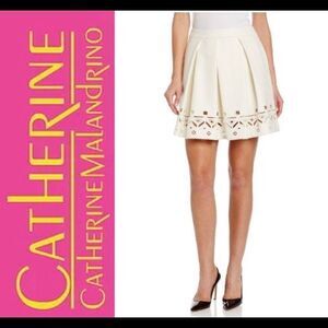 Catherine Malandrino cream Bryony Lasercut Skirt